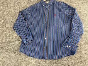 NEXT Shirt Mens XL Button Up Blue Striped Long Sleeve Cotton N325